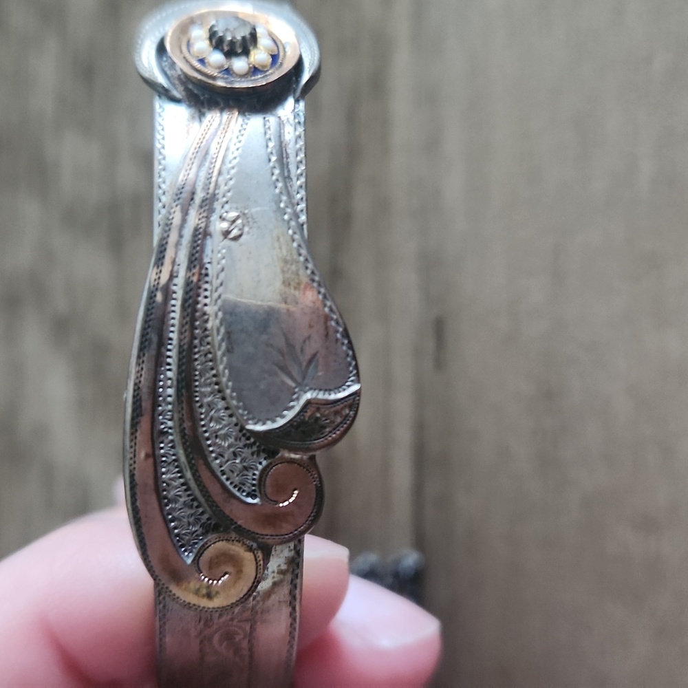 Silver and Gold-Tone Bangle Bracelet - Picture 4 of 10